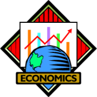 Bar and line graph behind a drawing of the earth with the word Economics in front. Bar and line graph behind a drawing of the earth with the word Economics in front.