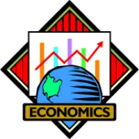 Bar and line graph behind a drawing of the earth with the word Economics in front.